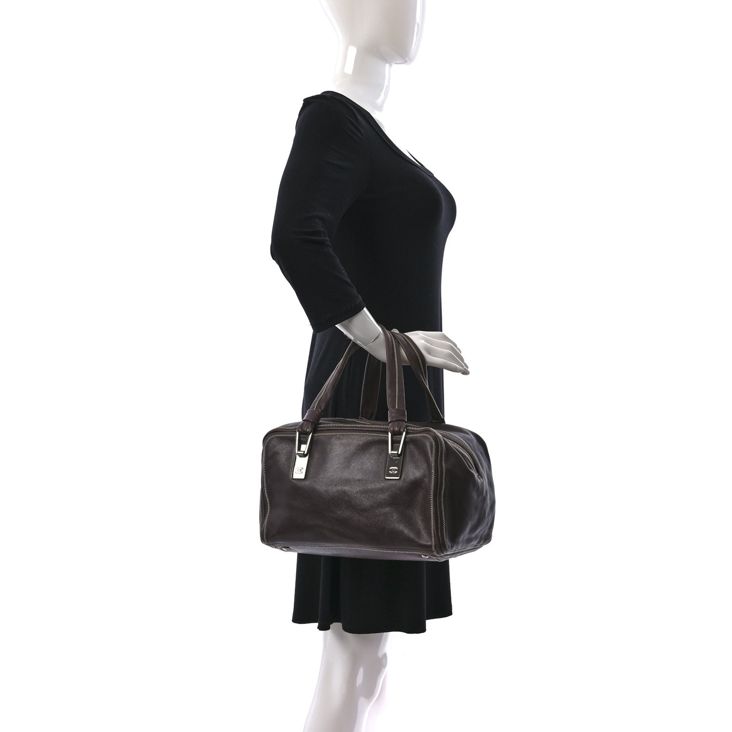 Deerskin Stitched Medium Bowler Brown