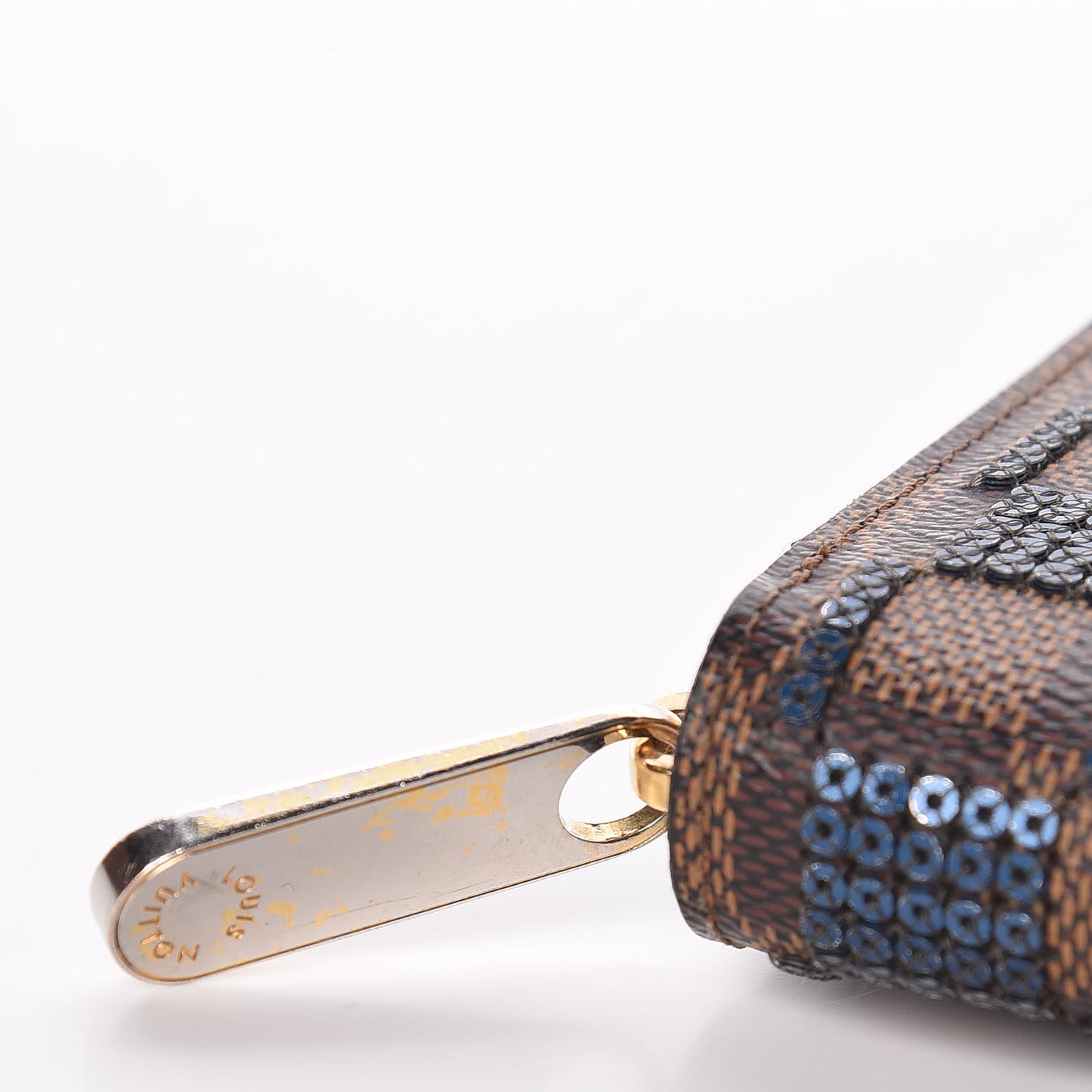 Damier Paillettes Zippy Wallet Blue
