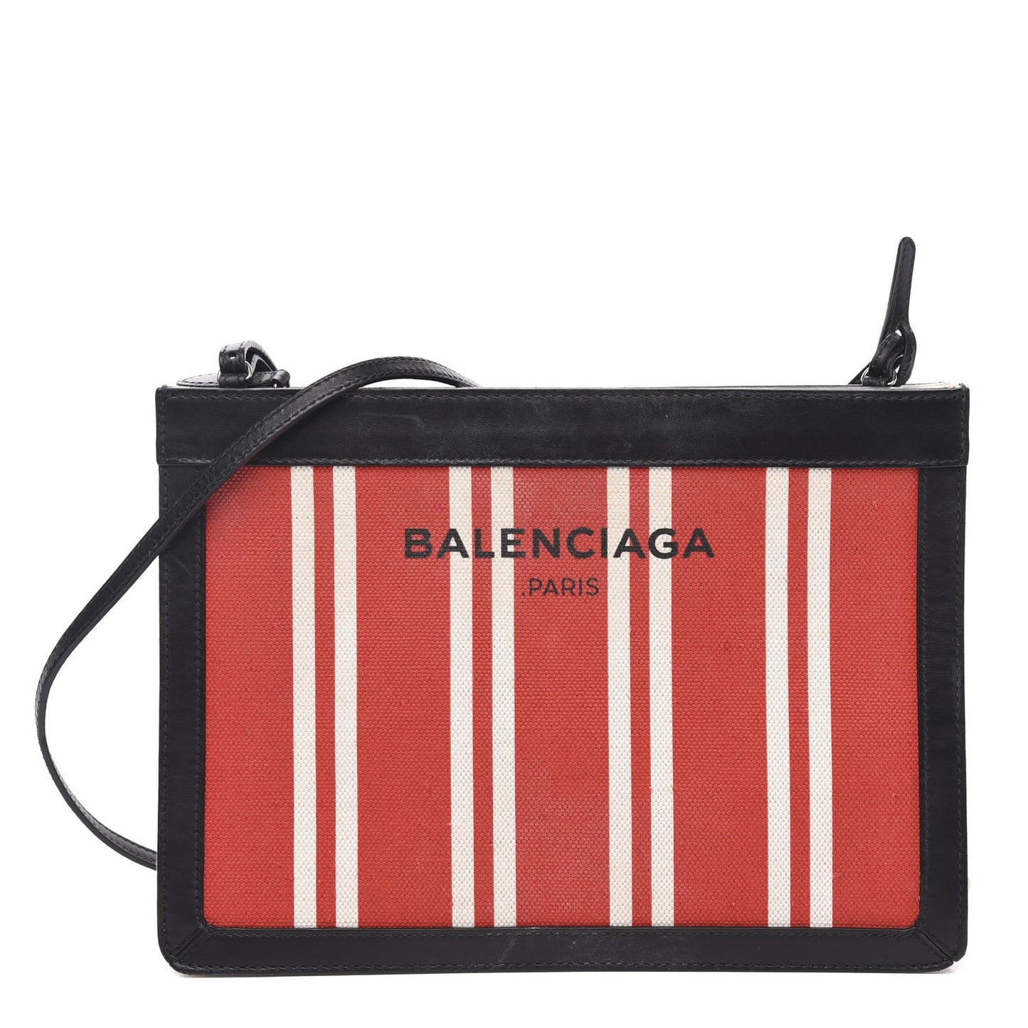 Cotton Canvas Striped Pochette Crossbody Bag Red