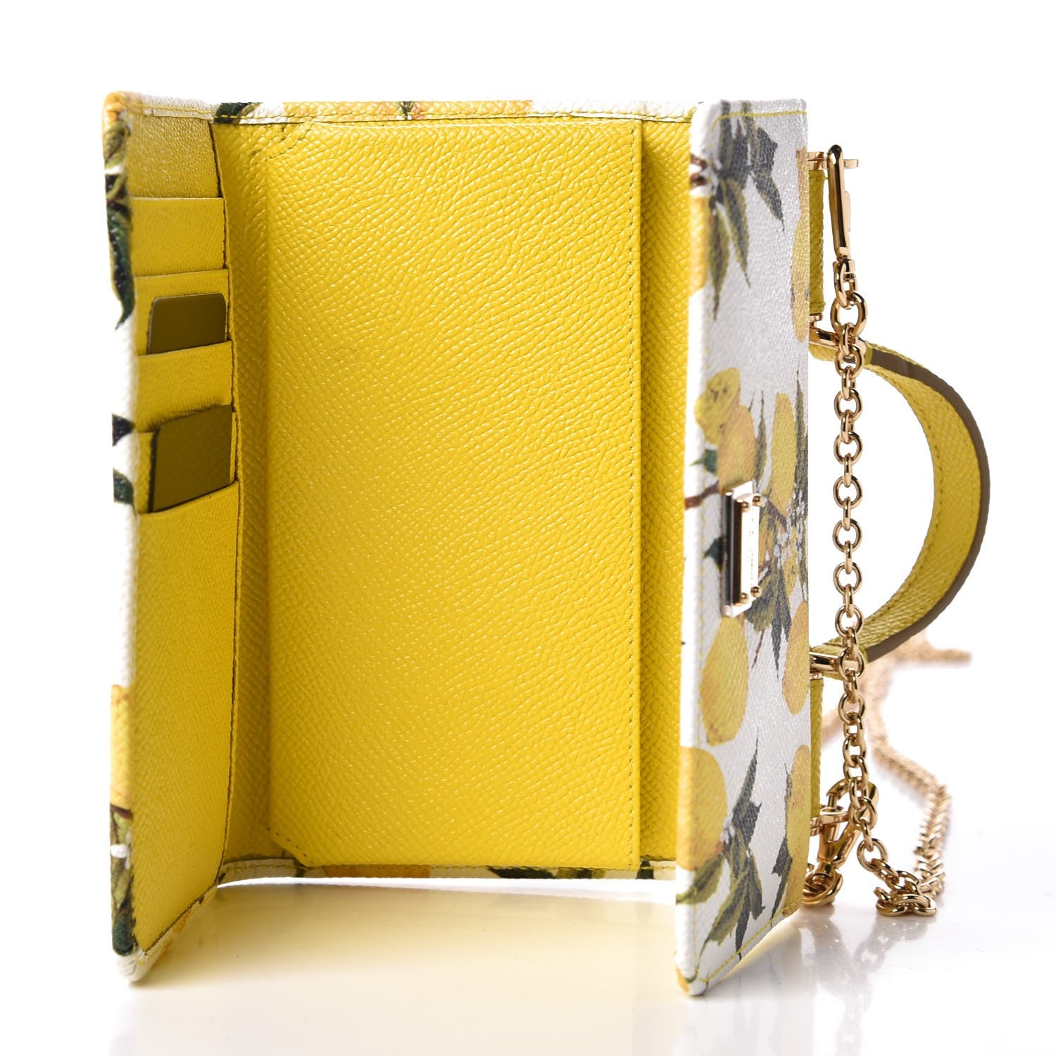 Dolce & Gabbana Dauphine Lemon Print Wallet On Chain Yellow White 5 of 9