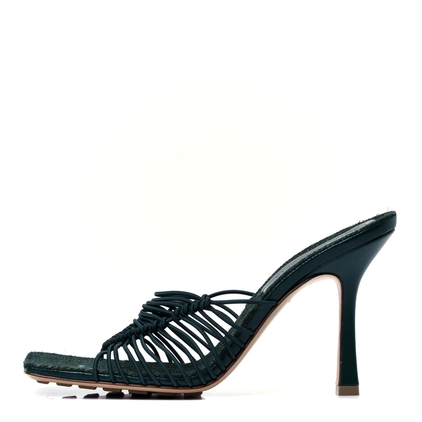 Raffia Elasticized Stretch Mule Sandals 38 Emerald Green