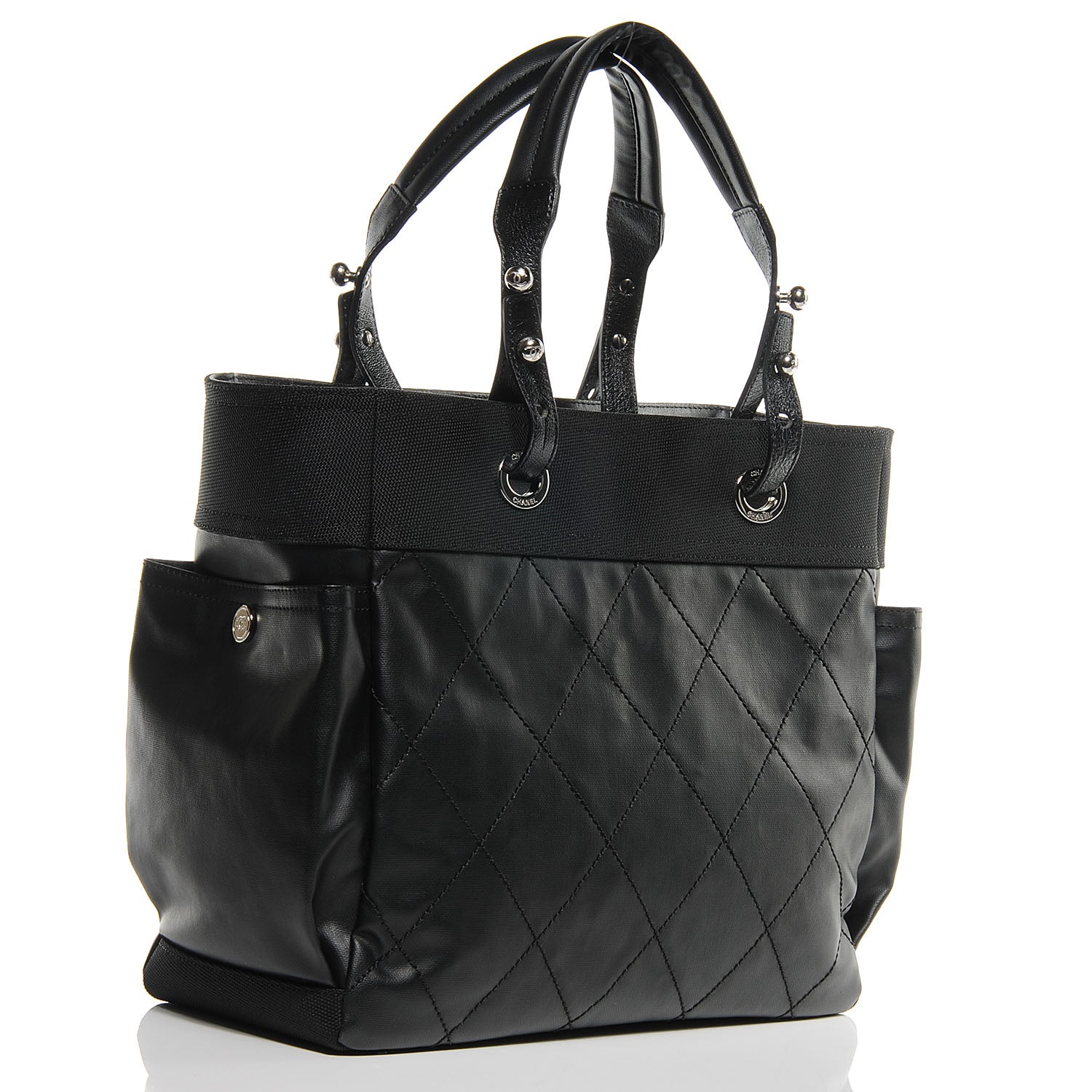 Chanel Coated Canvas Large Paris Biarritz Tote Black 3 of 8