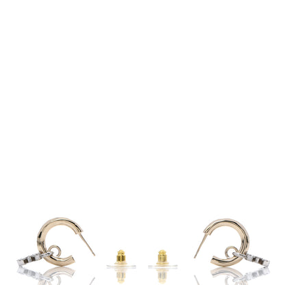 Chanel Metal Crystal CC Hoop Drop Earrings Gold 3 of 5