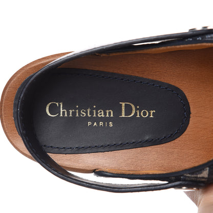 Christian Dior Canvas Oblique Diorquake 20mm Slingback Clogs 40 Deep Blue 6 of 9