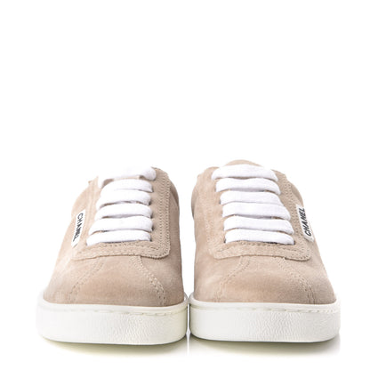 Chanel Suede Calfskin Womens Sneakers 36 Dark Beige 2 of 10