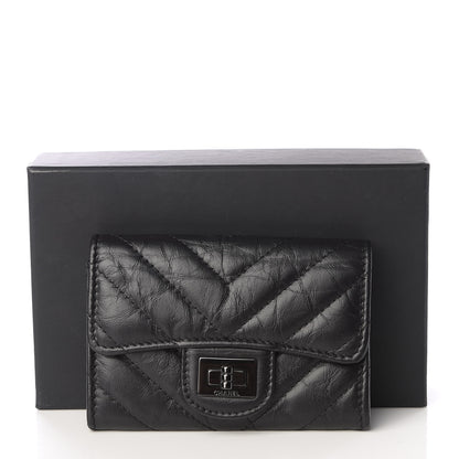 Chanel Aged Calfskin Chevron Quilted Reissue Card Holder Wallet So Black 10 of 10