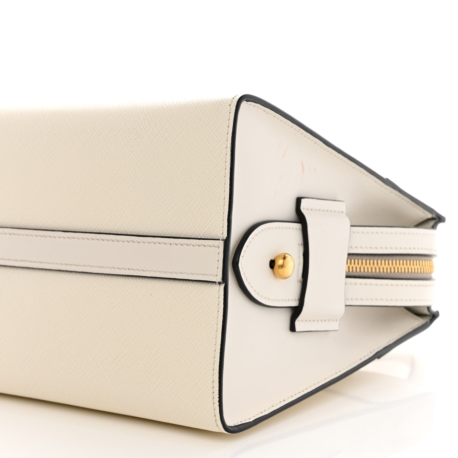 Prada Saffiano City Calfskin Bibliothèque Top Handle White 9 of 13