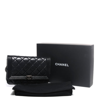 Chanel Lambskin Quilted Boy Wallet On Chain WOC Black 9 of 9