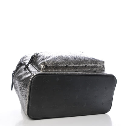 MCM Metallic Visetos Medium Stark Backpack Silver Black 4 of 12