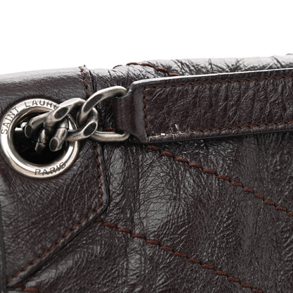 Saint Laurent Crinkled Calfskin Matelasse Monogram Medium Niki Chain Satchel Western Moka 12 of 12