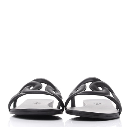 Hermes Rubber Aloha Sandals 39 Black 2 of 10