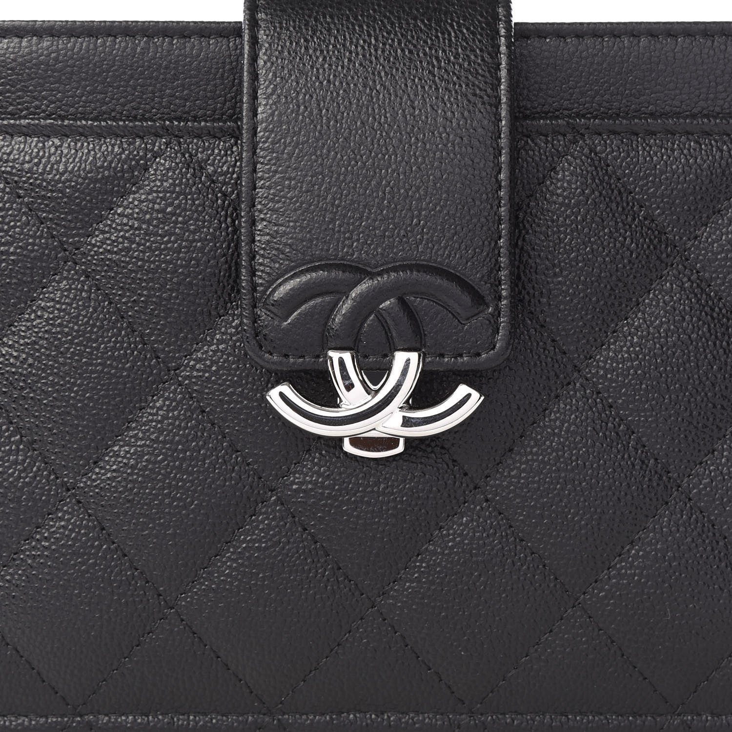 Chanel Caviar Quilted CC Box Strap Pouch Black 10 of 11