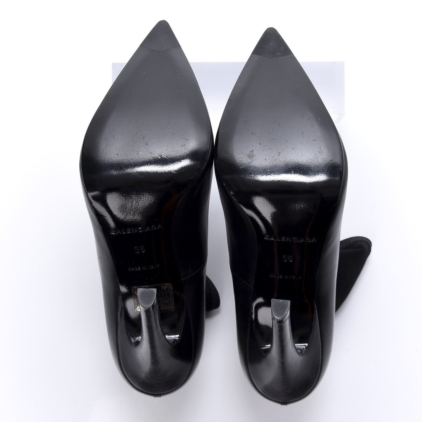 Calfskin Jersey Crepe Extreme Pointed Toe Knife Booties 36 Black