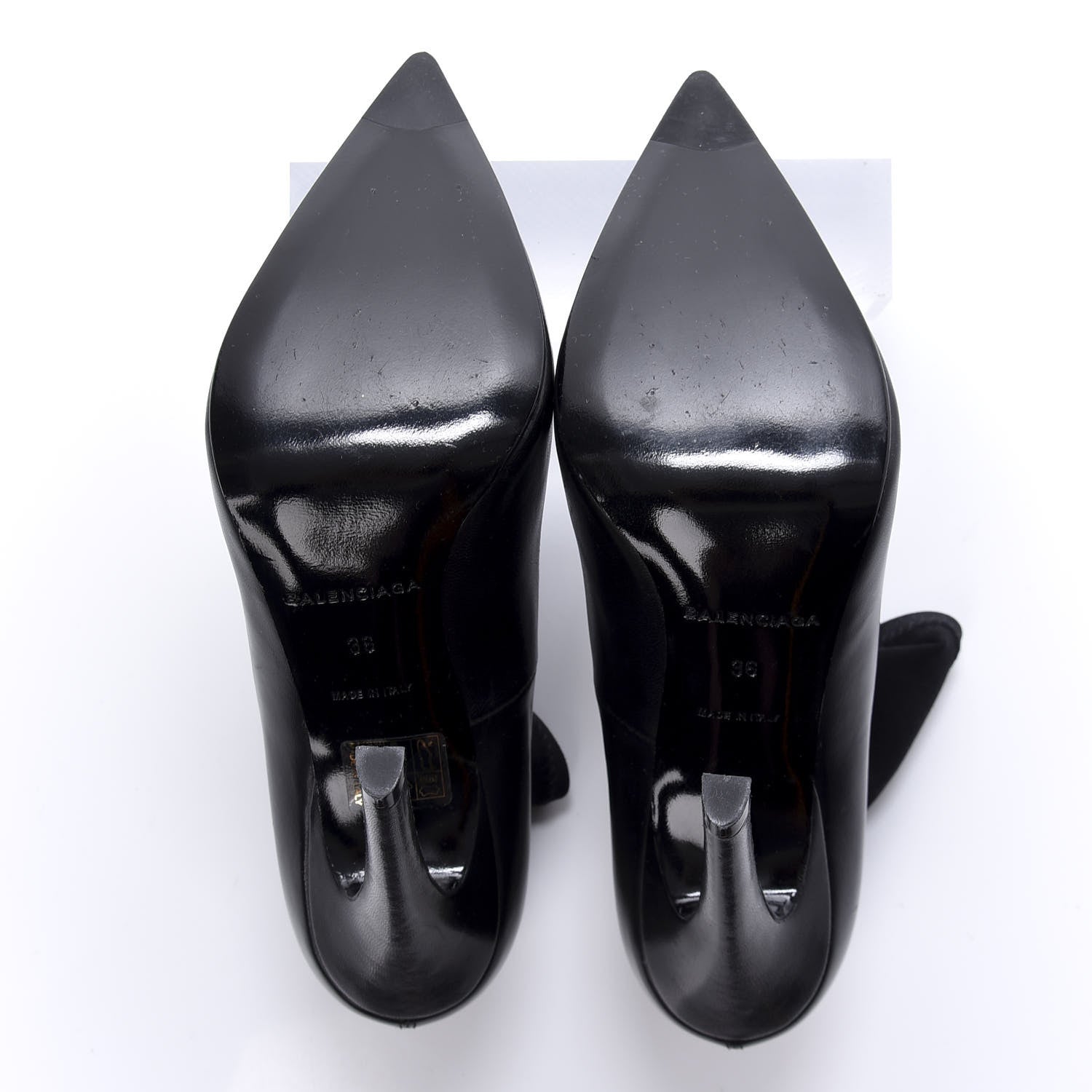 Balenciaga Calfskin Jersey Crepe Extreme Pointed Toe Knife Booties 36 Black 5 of 8