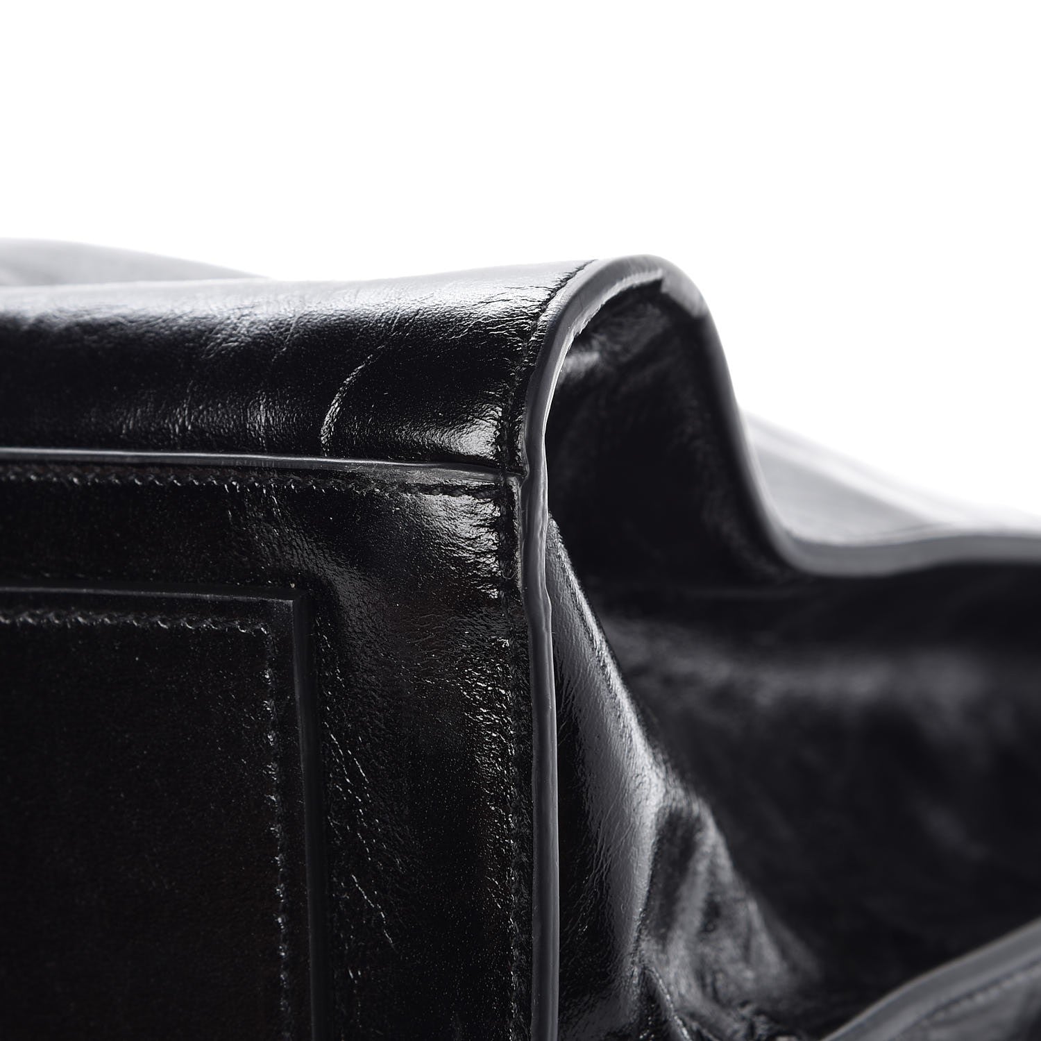 Saint Laurent Cracked Shiny Calfskin Medium Souple Sac De Jour Duffle Black 12 of 13