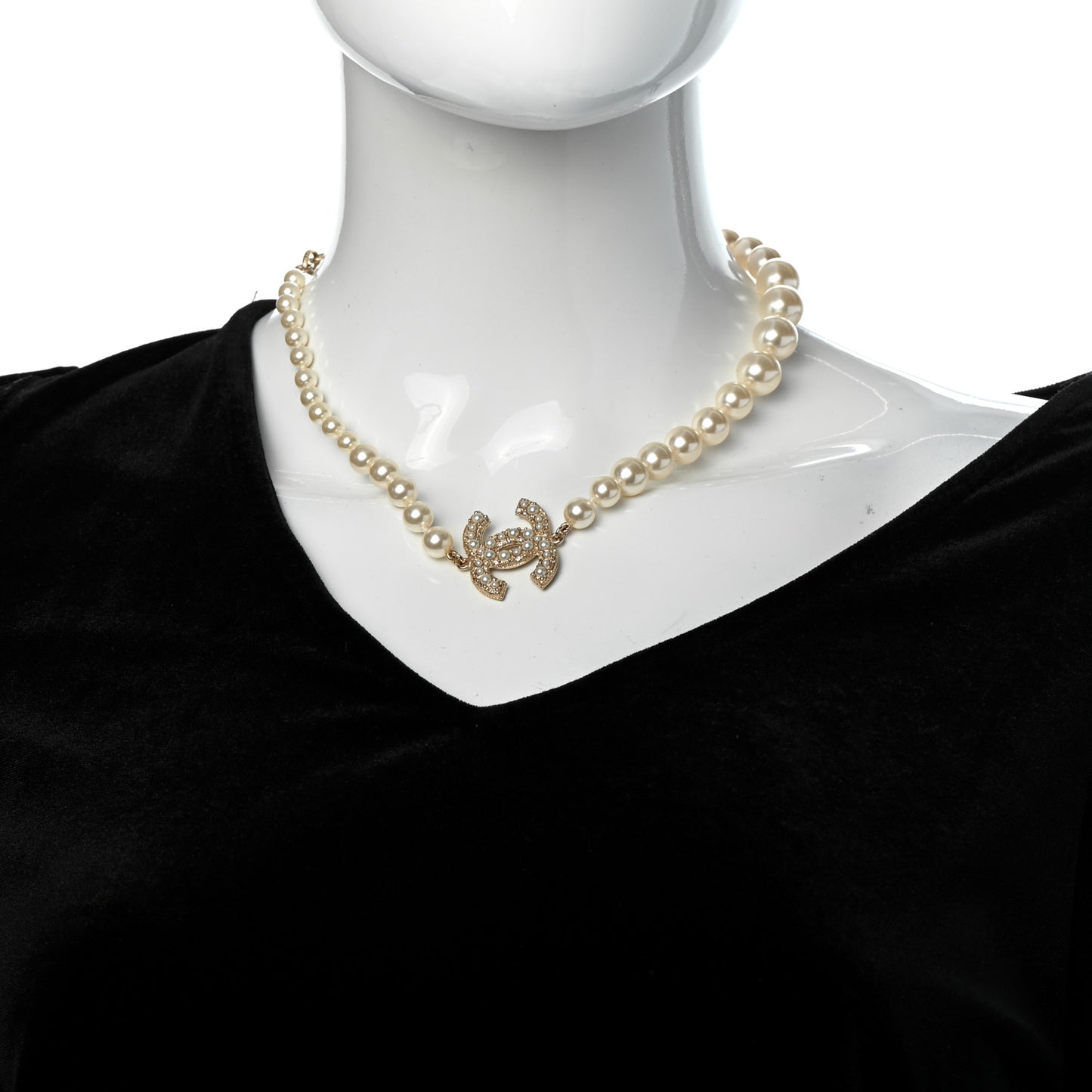 Pearl CC 100th Anniversary Necklace Light Gold