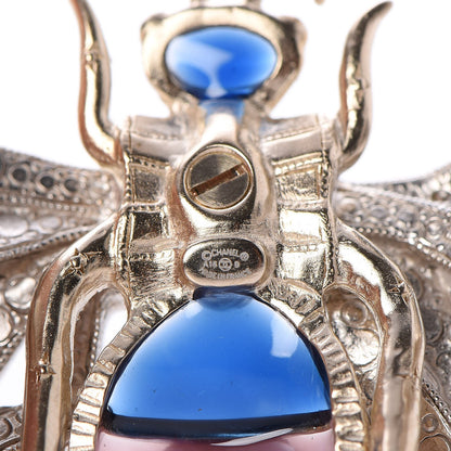 Chanel Crystal Gripoix Poured Glass CC Butterfly Brooch Gold 4 of 4