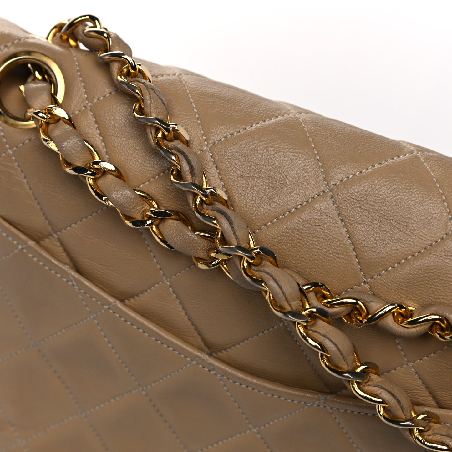 Lambskin Quilted Small Double Flap Beige