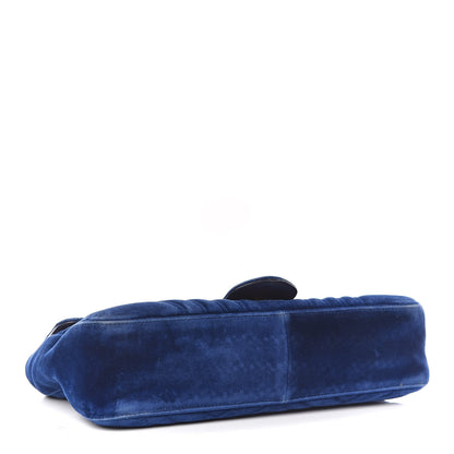 Gucci Velvet Matelasse Medium GG Marmont Shoulder Bag Cobalt Blue 4 of 14