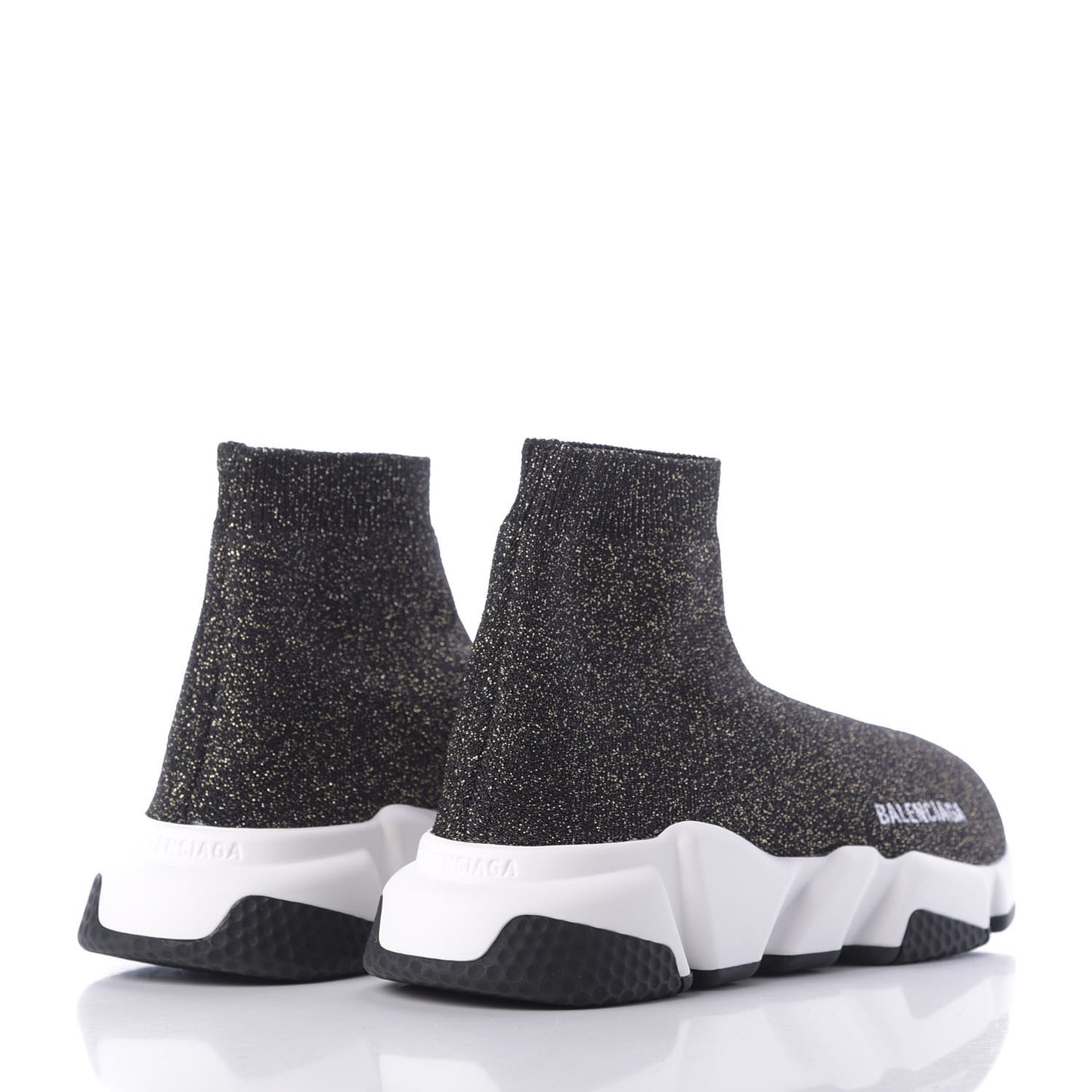 Knit Metal Womens Speed Sneakers 37 Black Gold