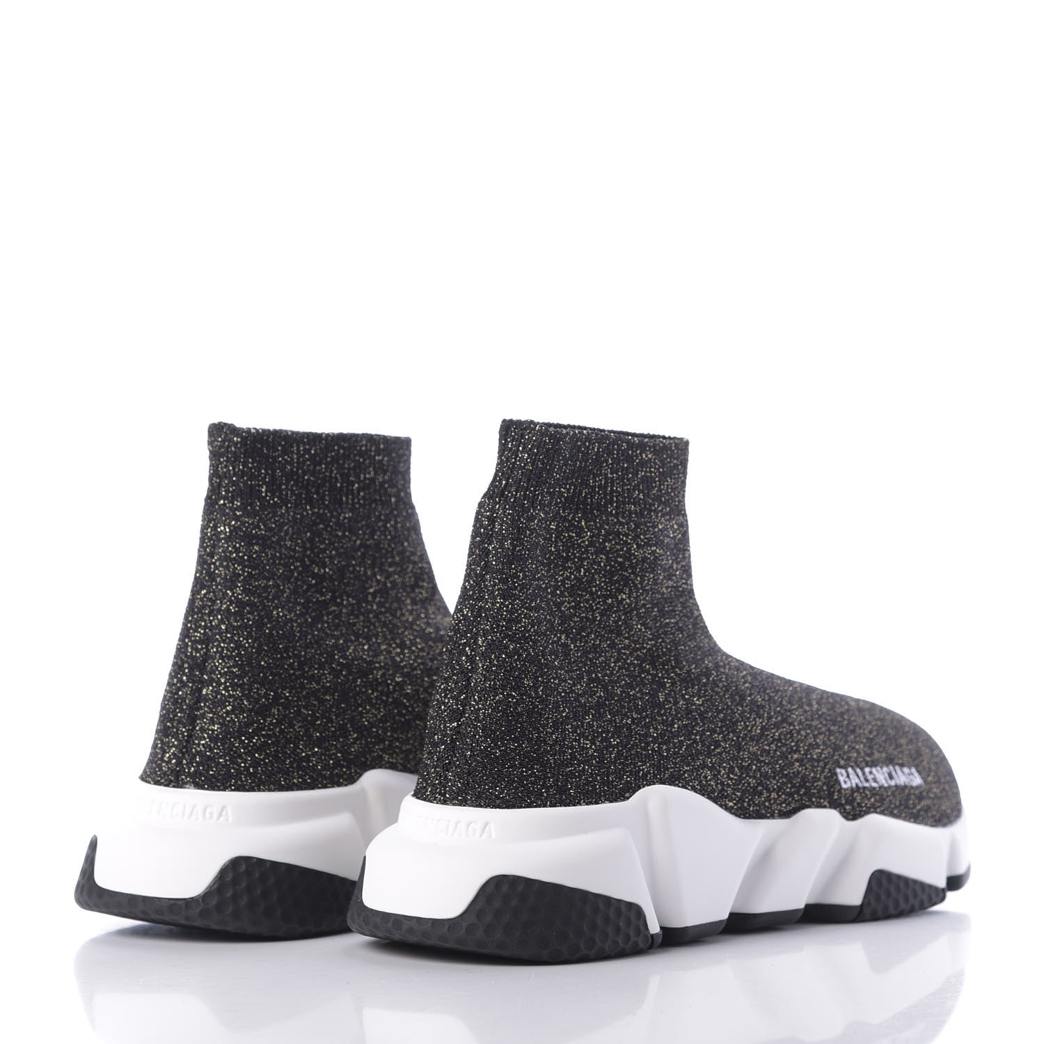 Balenciaga Knit Metal Womens Speed Sneakers 37 Black Gold 4 of 9