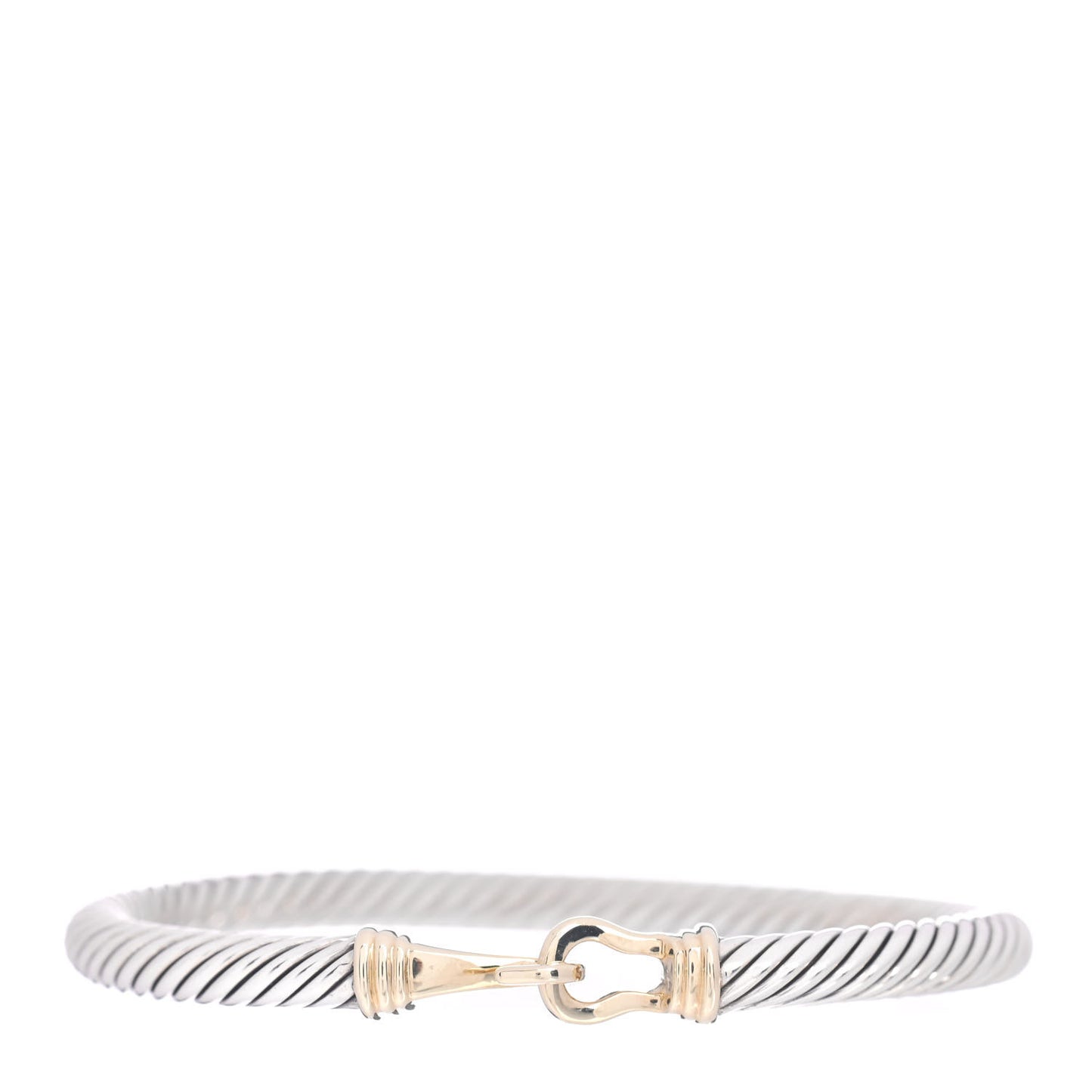 Sterling Silver 14K Yellow Gold 5mm Cable Classic Buckle Bracelet