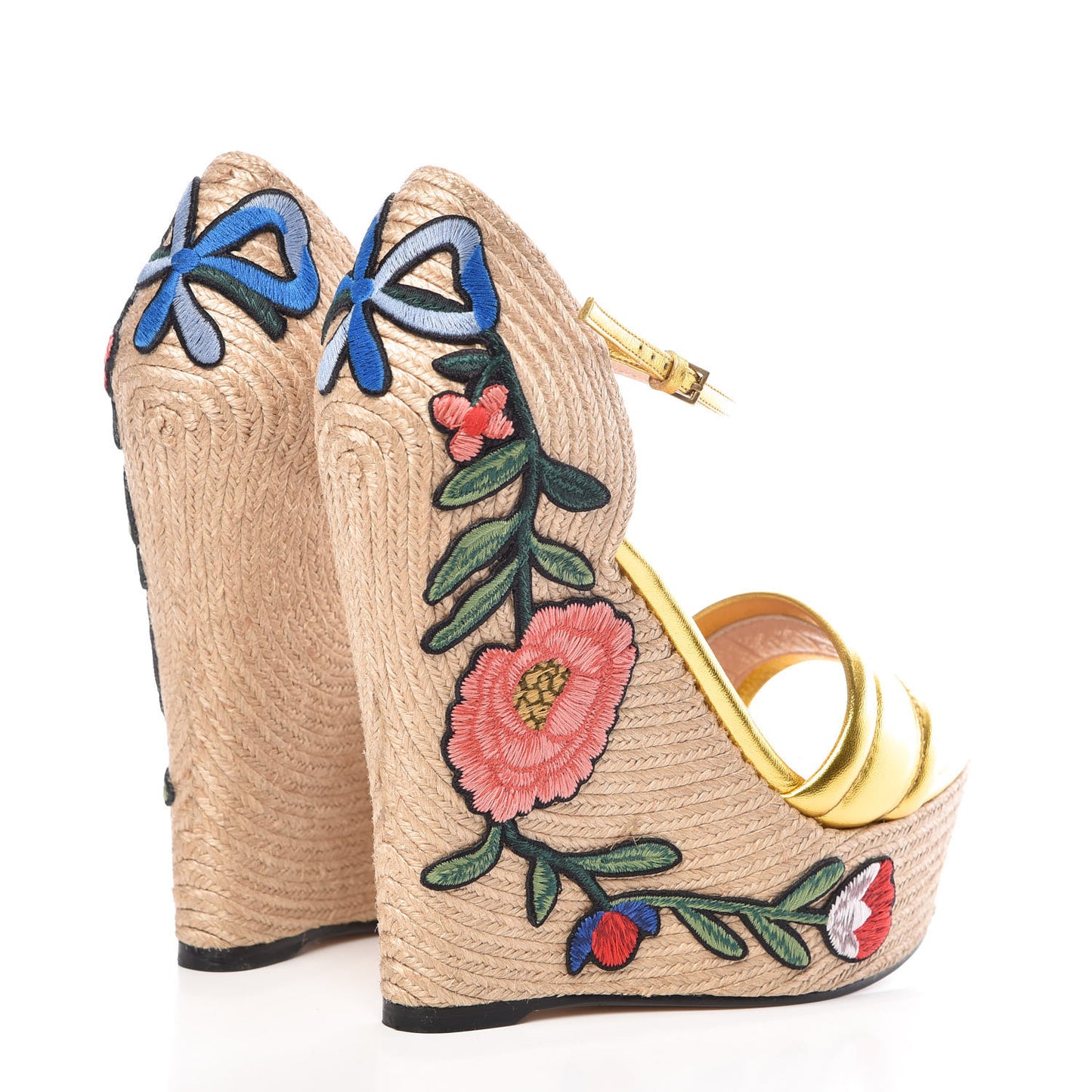 Metallic Nappa Ophelia Espadrille Platform Wedge Sandals 39.5 Oro Vecchio