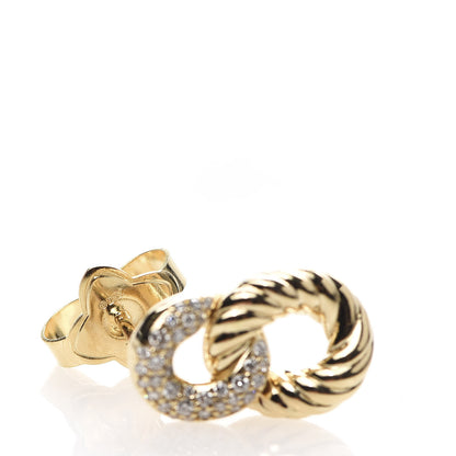 David Yurman 18K Yellow Gold Diamond Extra Small Belmont Curb Link Drop Earrings 5 of 5