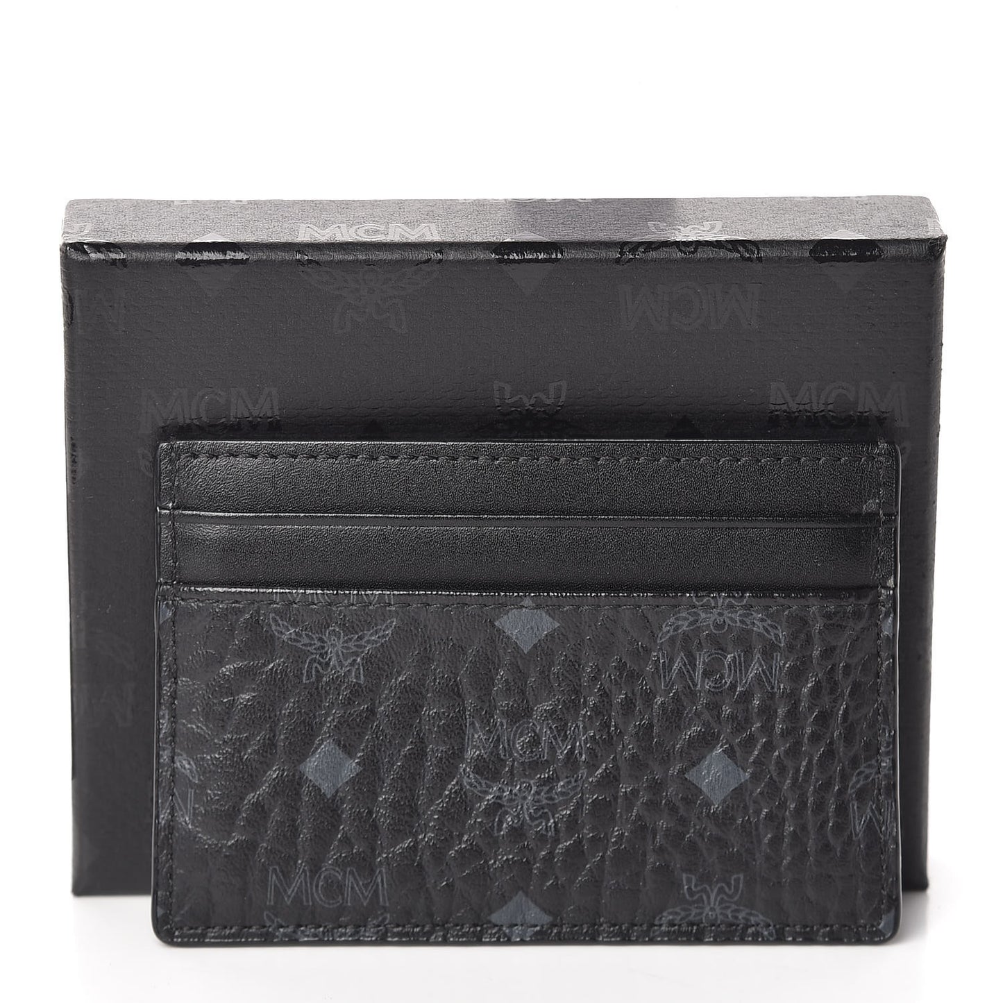 Calfskin Visetos Mini Card Case Black