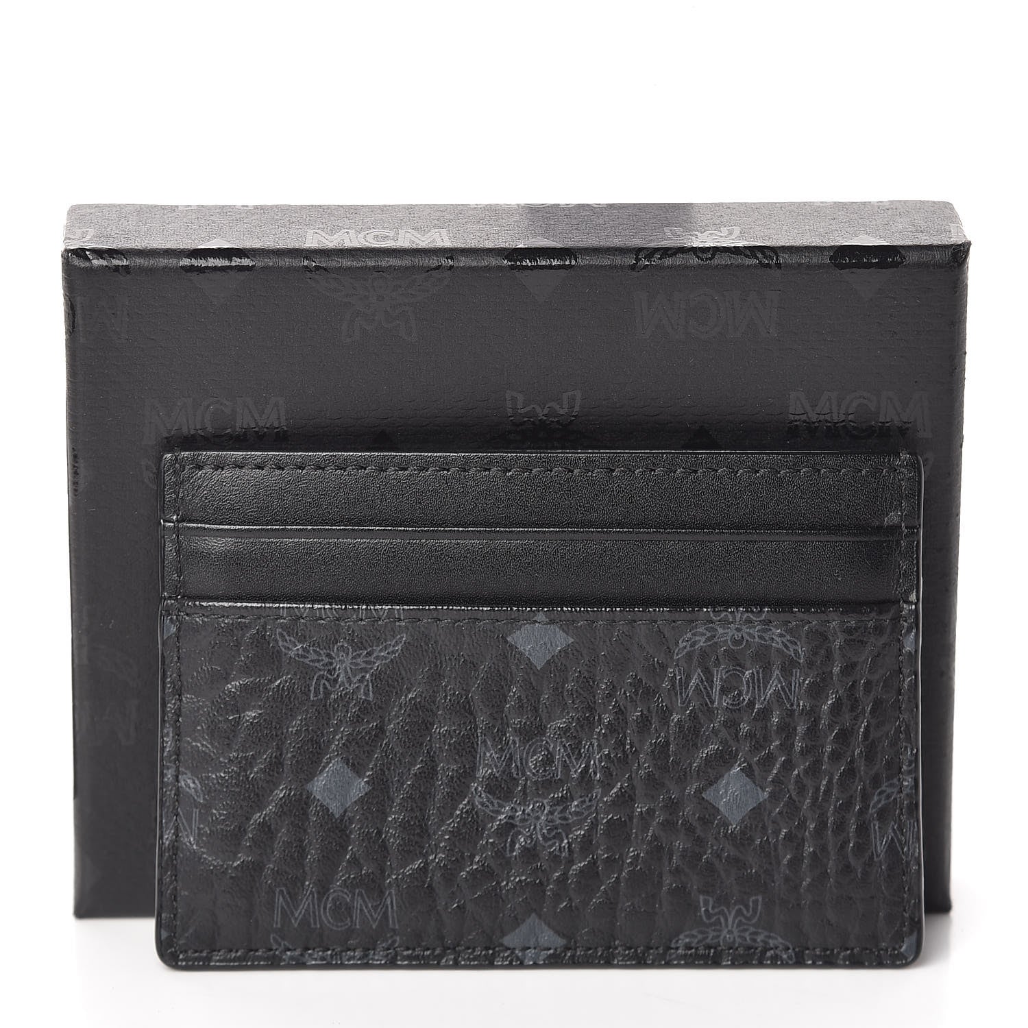 MCM Calfskin Visetos Mini Card Case Black 8 of 8