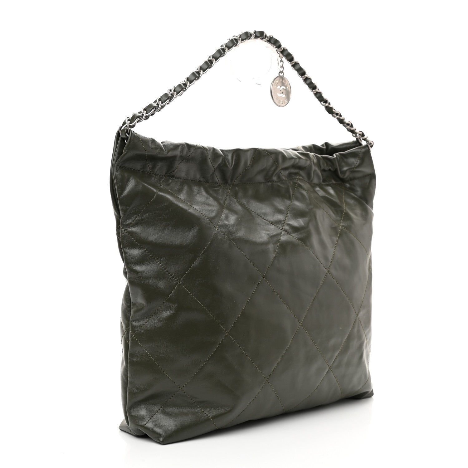 Chanel Shiny Calfskin Quilted Chanel 22 Khaki 4 of 13