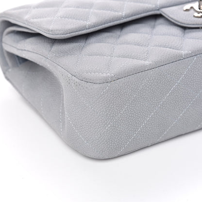 Chanel Iridescent Caviar Quilted Medium Double Flap Light Grey 8 of 14