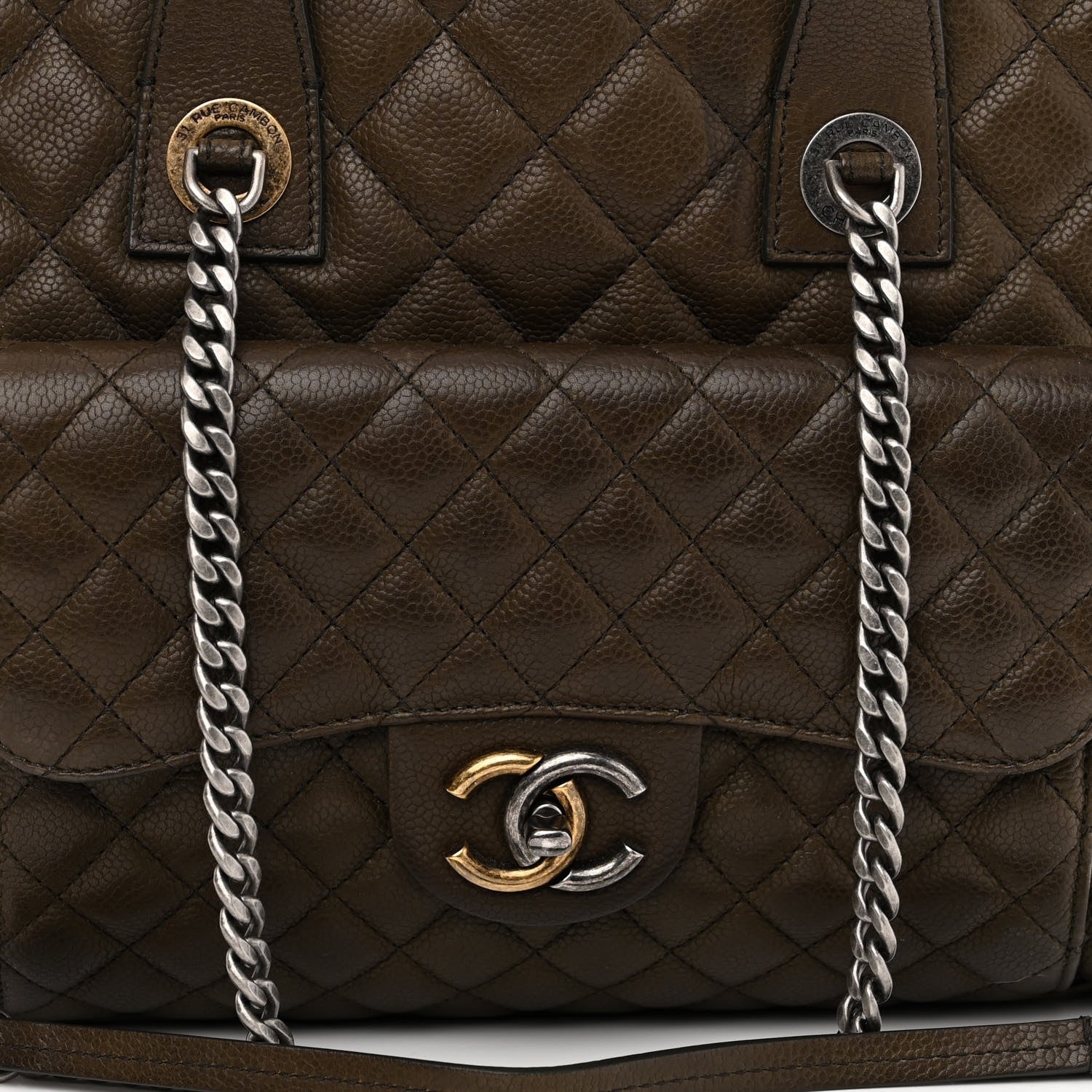 Chanel Caviar Quilted Large Casual Pocket Tote Khaki 8 of 11