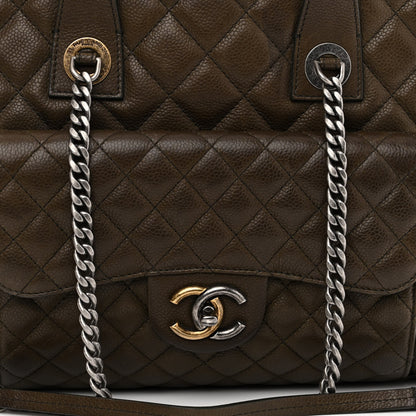 Chanel Caviar Quilted Large Casual Pocket Tote Khaki 8 of 11