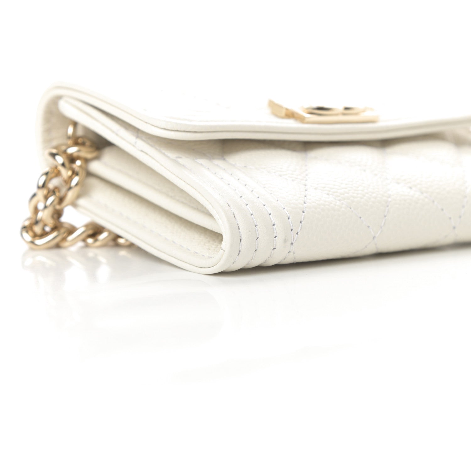 Chanel Caviar Quilted Boy Card Holder On Chain White 10 of 14