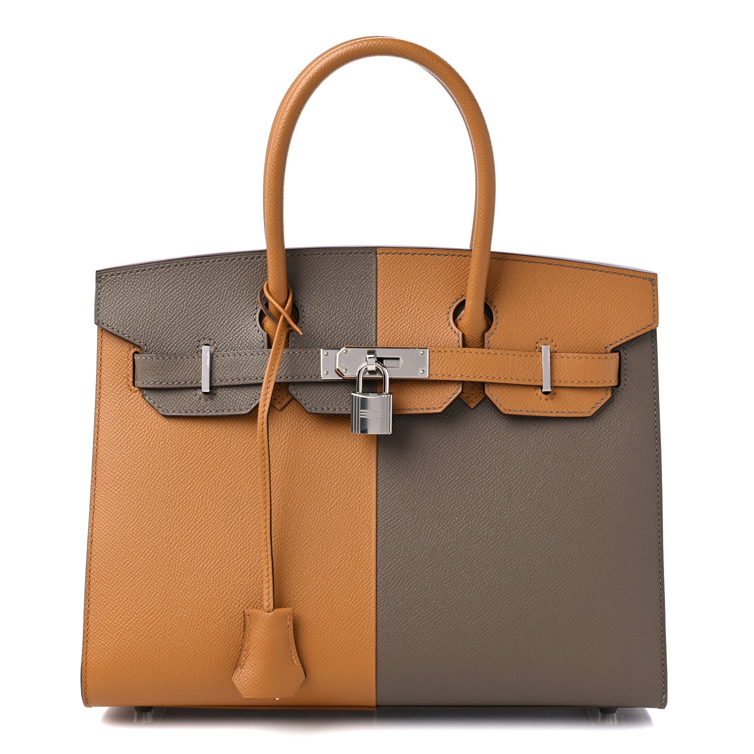 Hermes Epsom Casaque Birkin Sellier 30 Etoupe Sesame Bleu Indigo 1 of 9