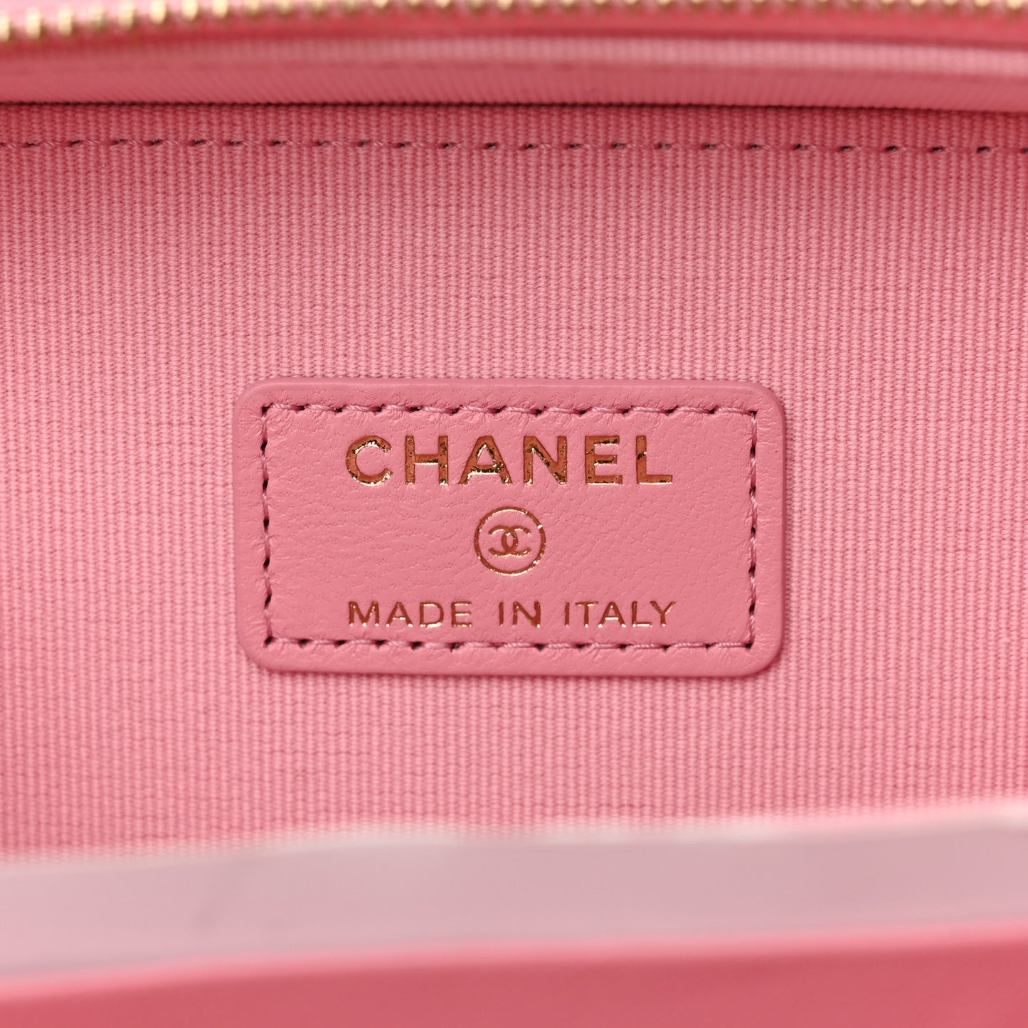 Lambskin Quilted Chain Top Handle Vanity Case Light Pink