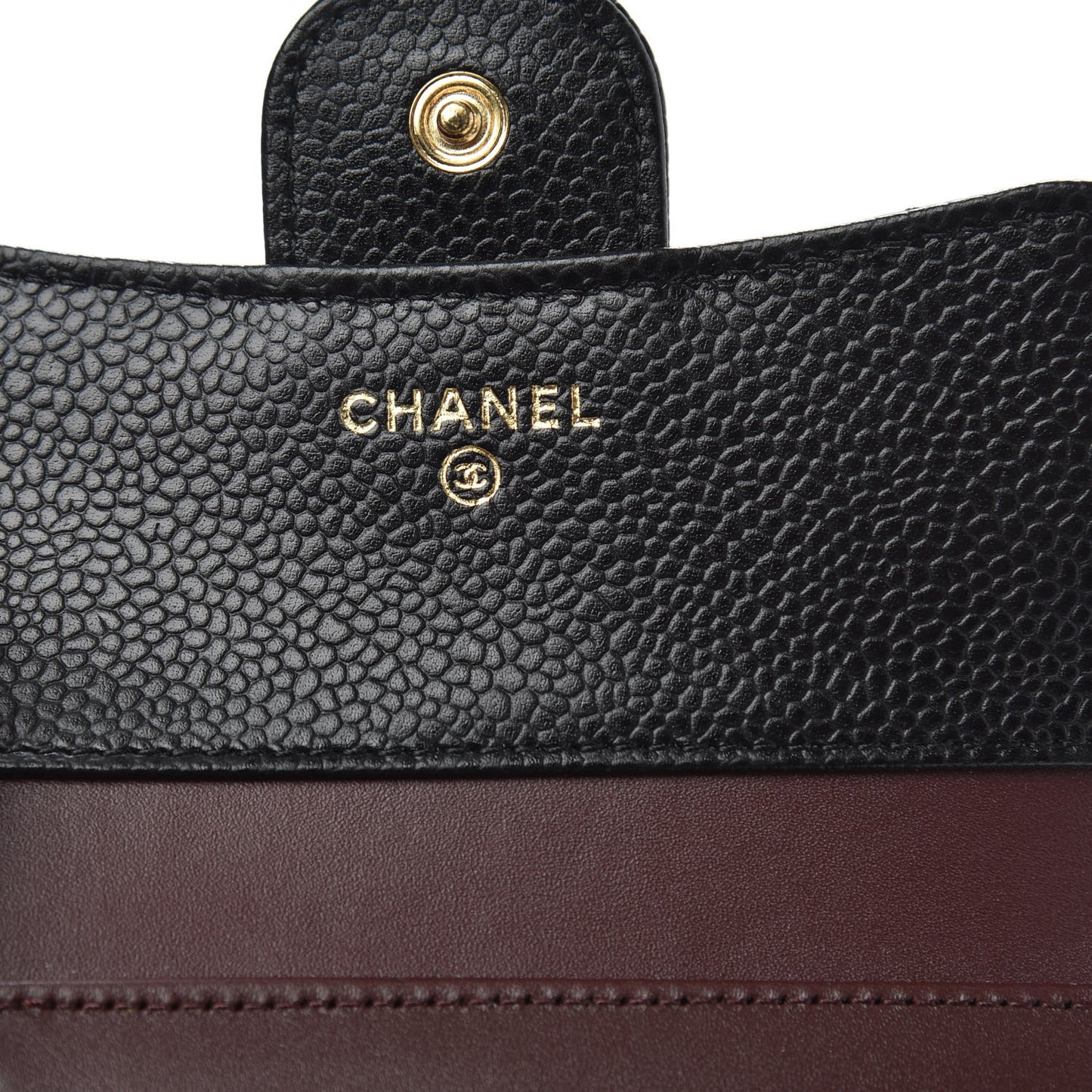Caviar Quilted Compact Flap Wallet Black