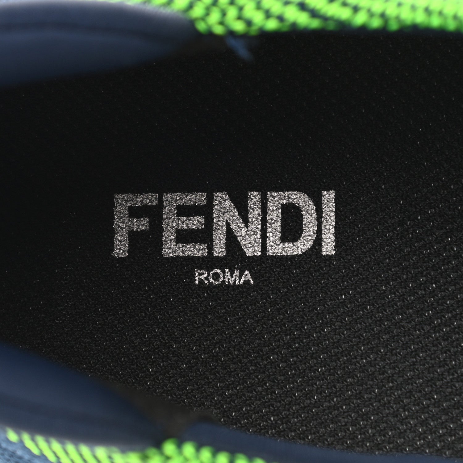 Fendi Jersey Vitello Mens Low Top Sneakers 10 Bora Verde Fluo New Indigo 7 of 8