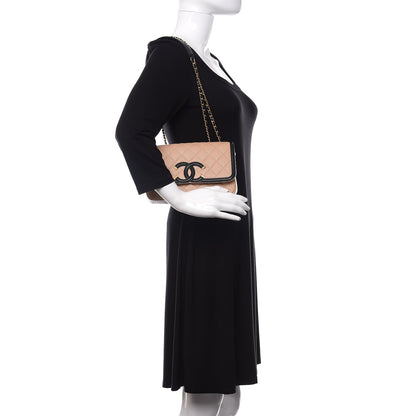 Chanel Caviar Quilted Small CC Filigree Flap Beige Black 3 of 13
