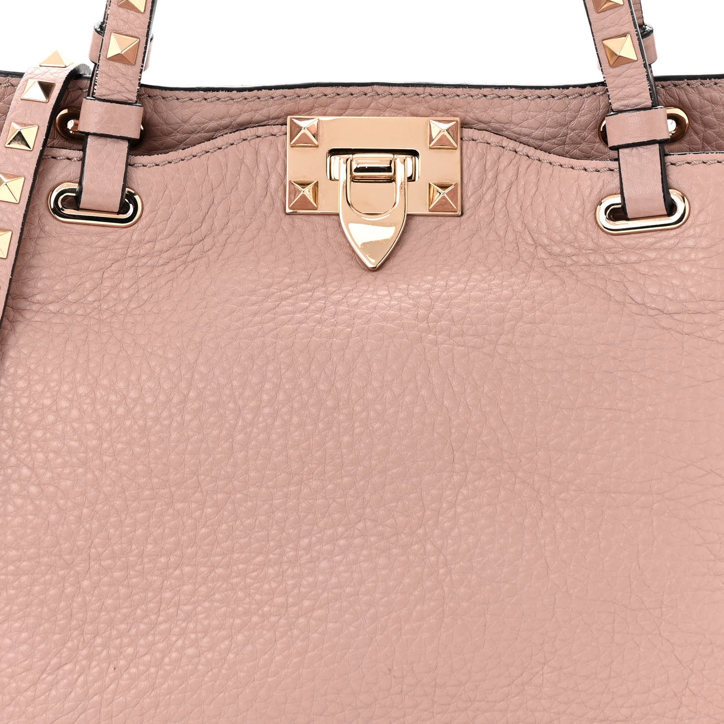 Grained Calfskin Small Rockstud Tote Poudre