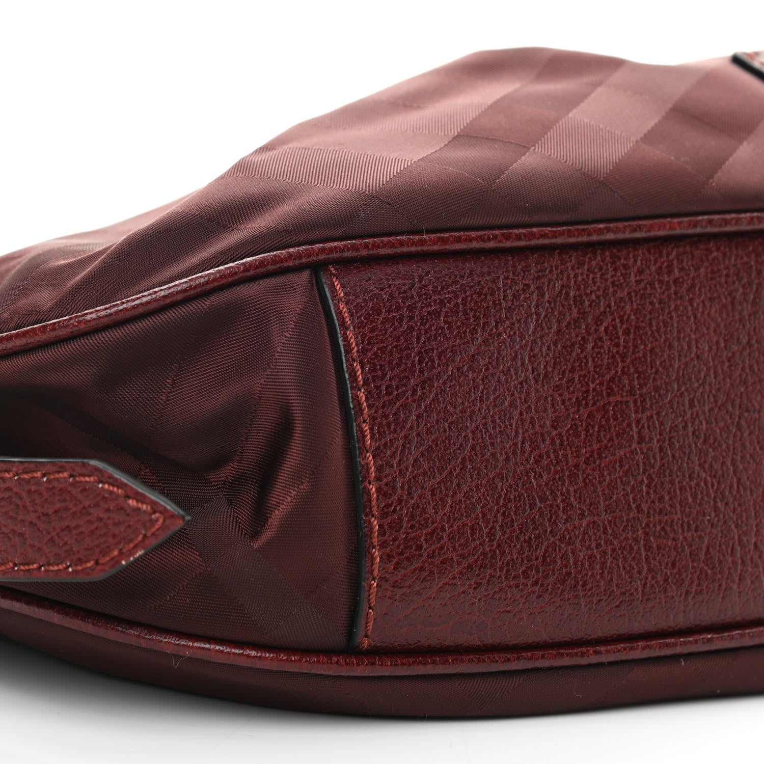 Burberry Nylon Check Shoulder Bag Burgundy 10 of 11