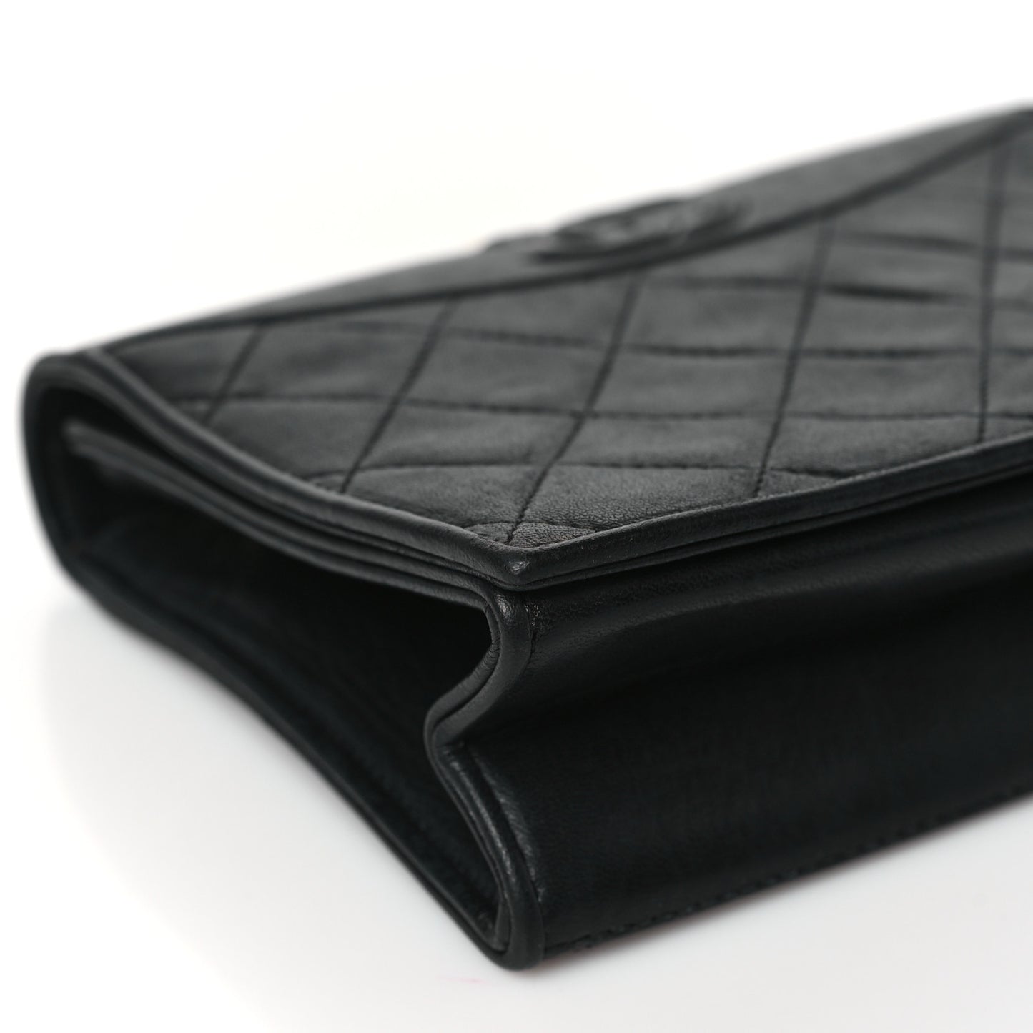 Lambskin Quilted Flap Shoulder Bag Black