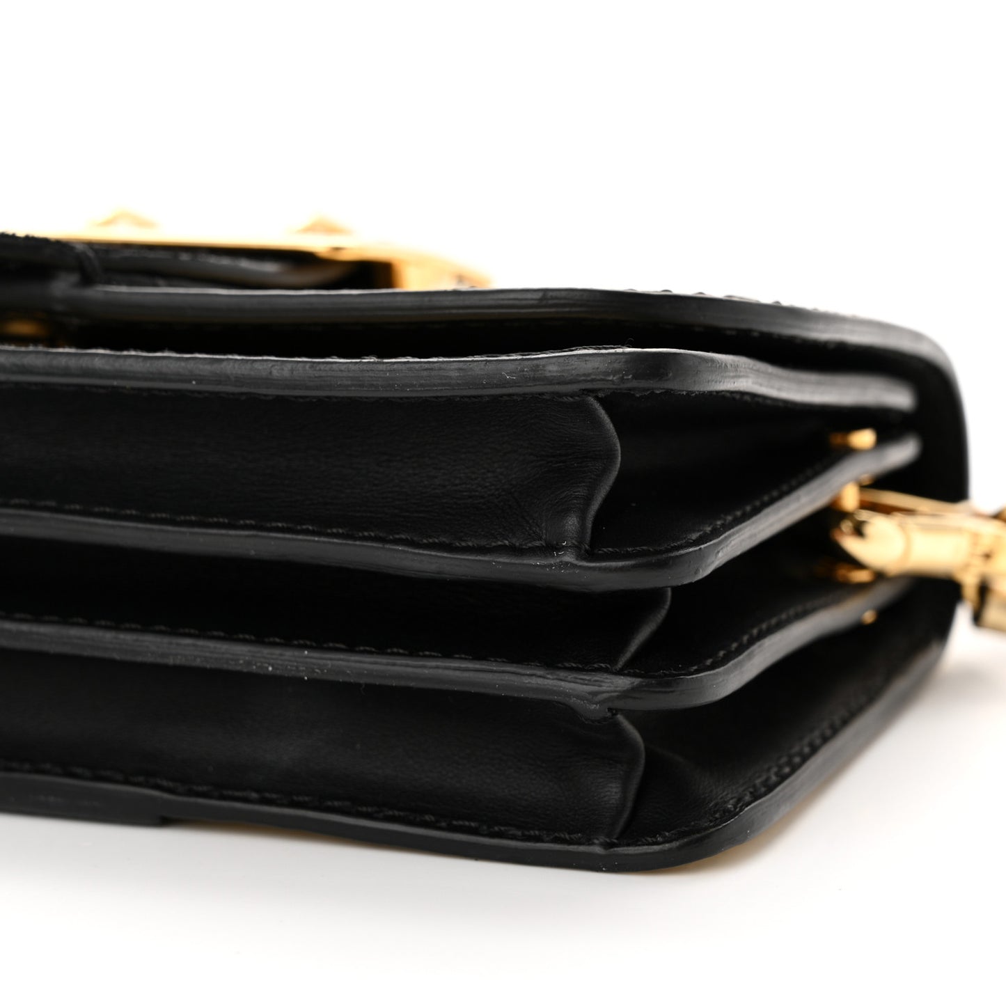 Metallic Calfskin Small Madison Buckle Bag Gold