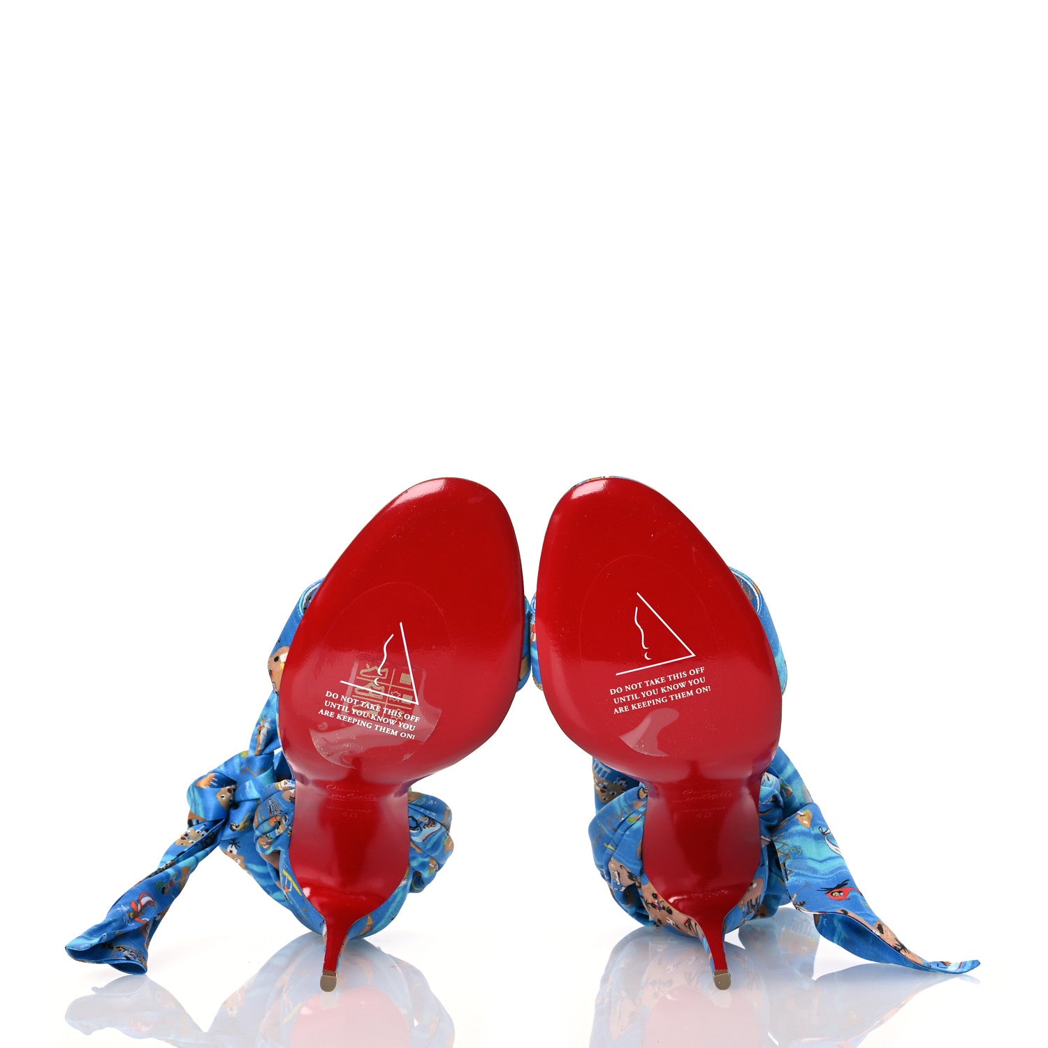 Christian Louboutin Crepe Satin Greekaba Du Desert 100 Sandal 40 Blue Multicolor 6 of 8