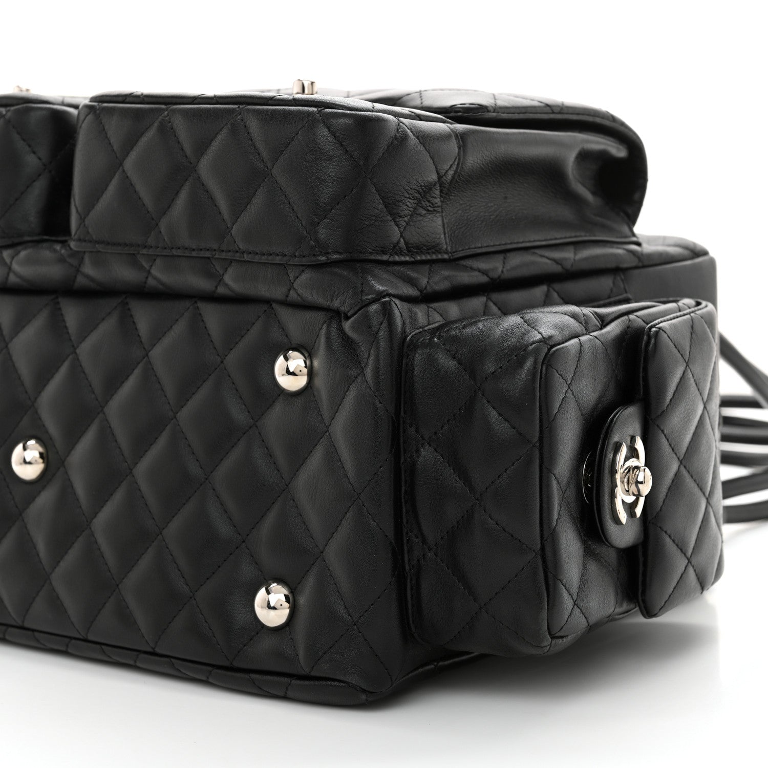 Chanel Calfskin Quilted Large Cambon Multipocket Reporter Black White 10 of 11