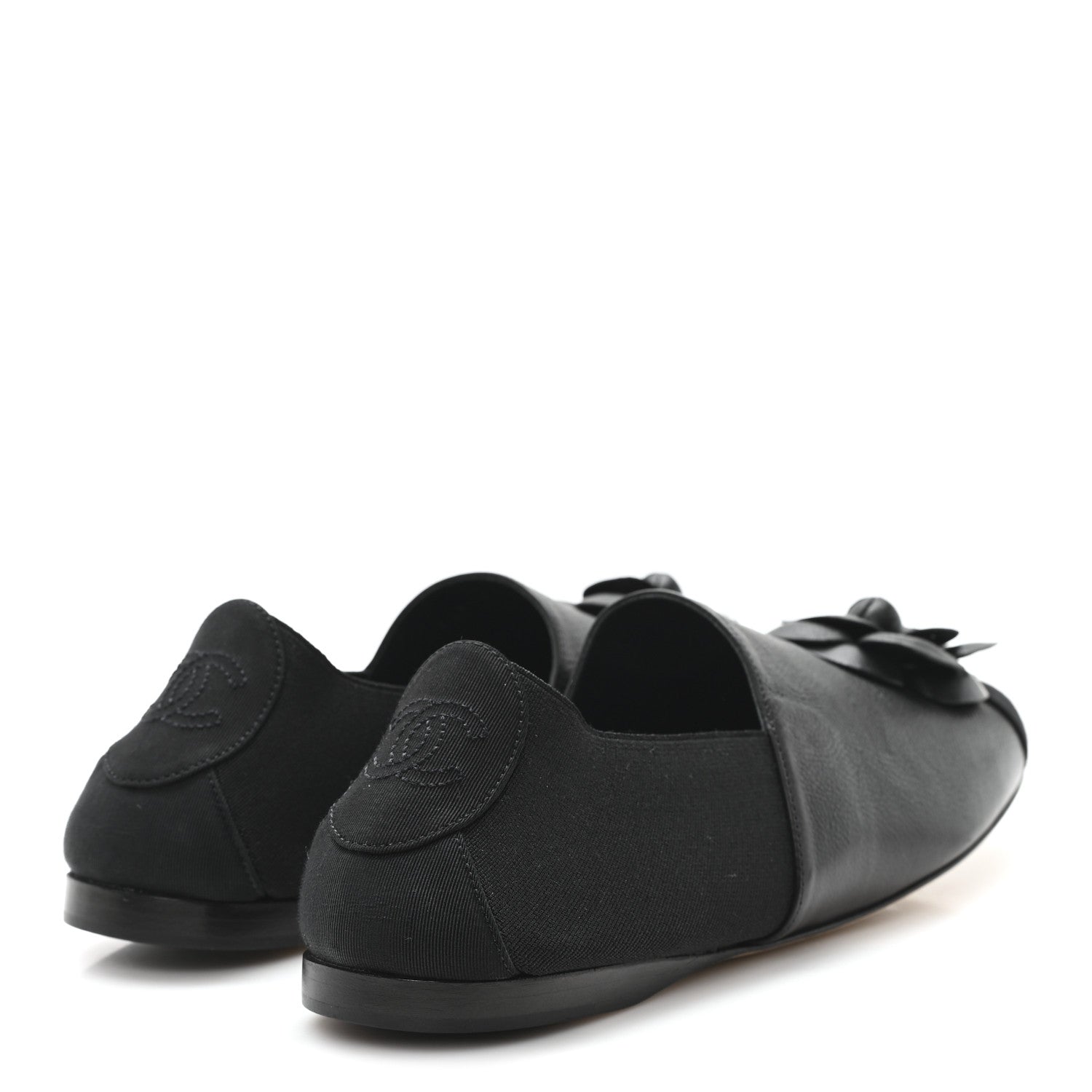 Chanel Calfskin Grosgrain Camellia Mocassin Loafers 41 Black 5 of 11