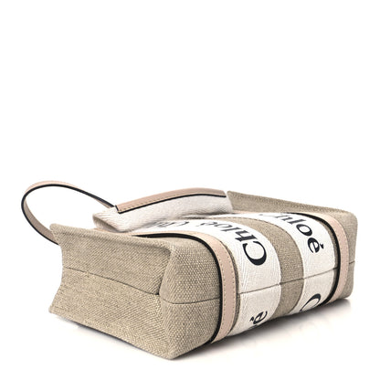 Chloe Linen Calfskin Mini Woody Ribbon Tote Cement Pink 4 of 11