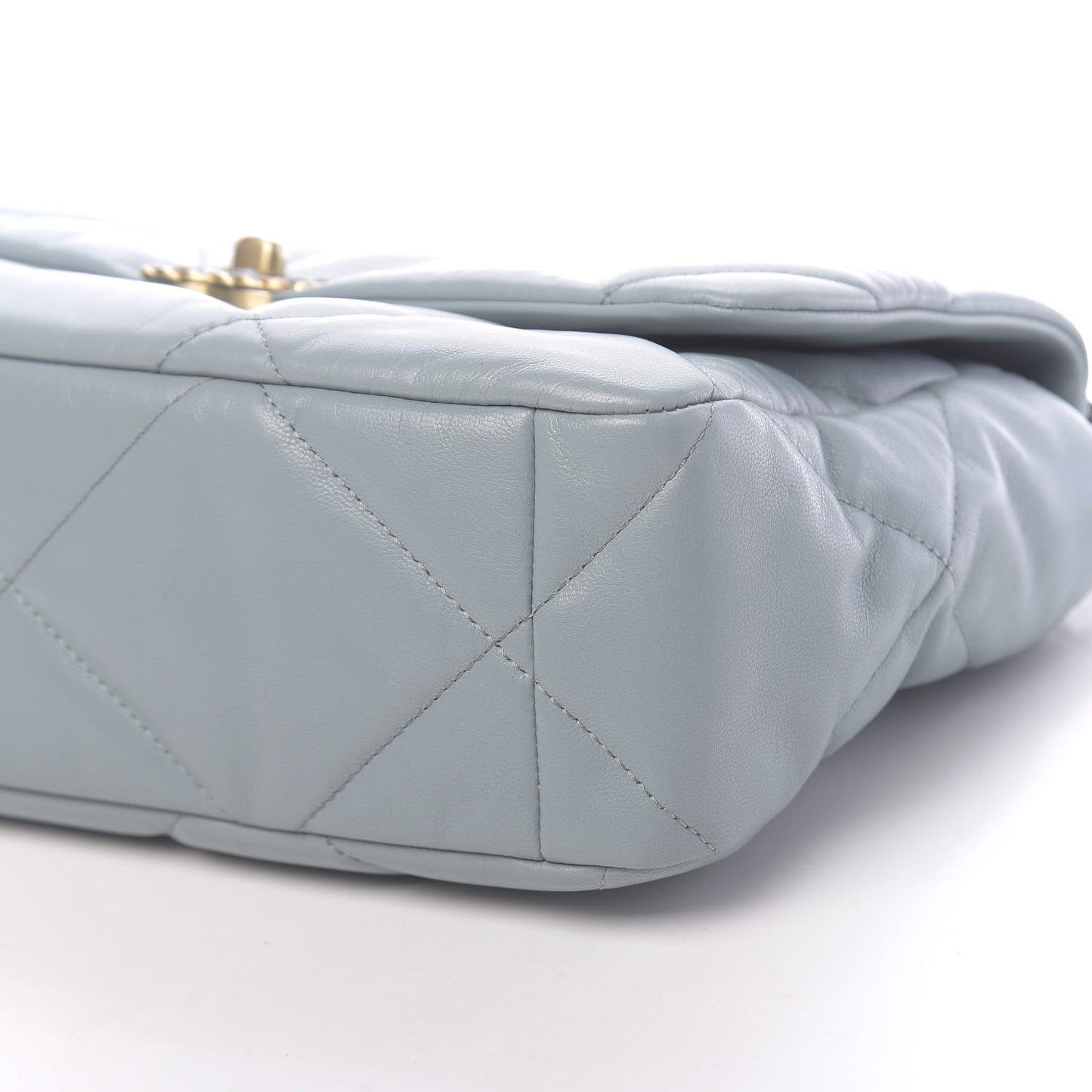 Goatskin Quilted Large 19 Flap Blue