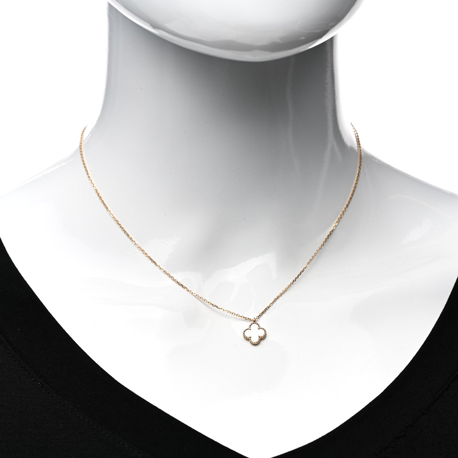 Van Cleef & Arpels 18K Yellow Gold Mother of Pearl Sweet Alhambra Pendant Necklace 2 of 6